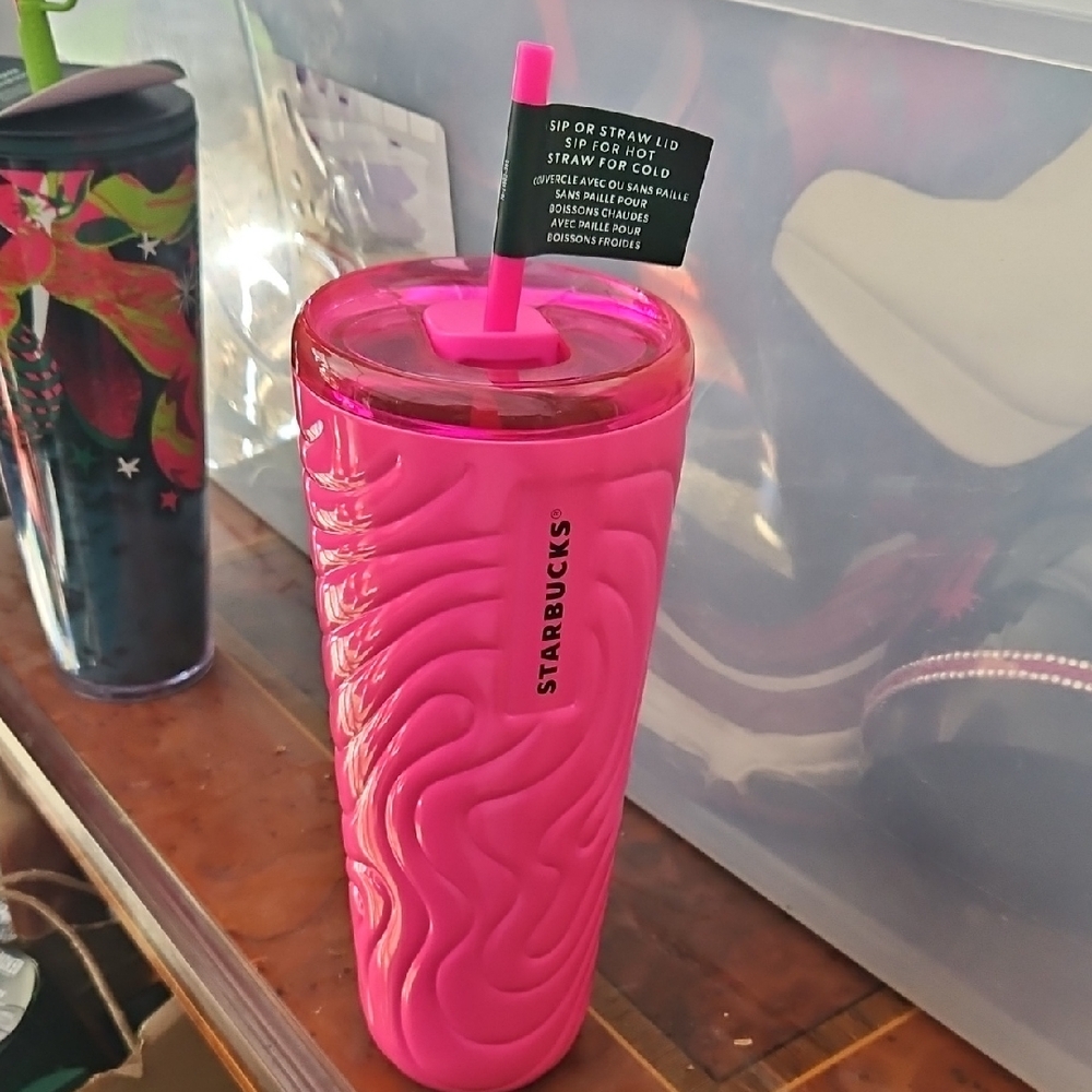 Starbucks Neon Pink Textured Tumbler with Straw